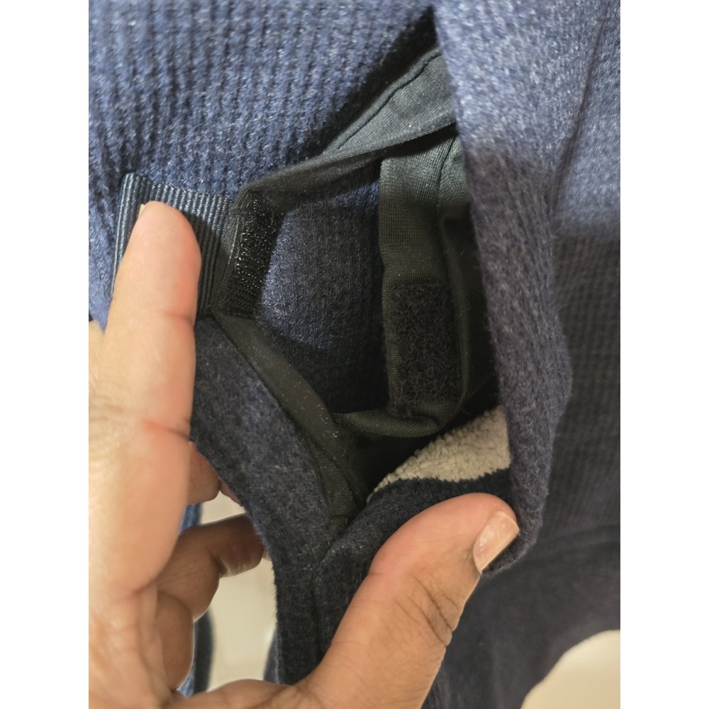 L.L. Bean Katahdin Iron Works Bonded Sweatshirt Mens M Navy Waffle Fleece Hooded - Picture 7 of 9